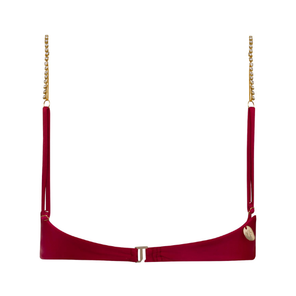 Top Com Alça de Strass Vermelho Cereja