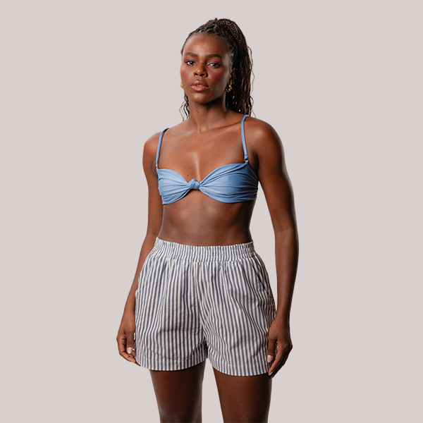 Short Boxer Em Listras Azul