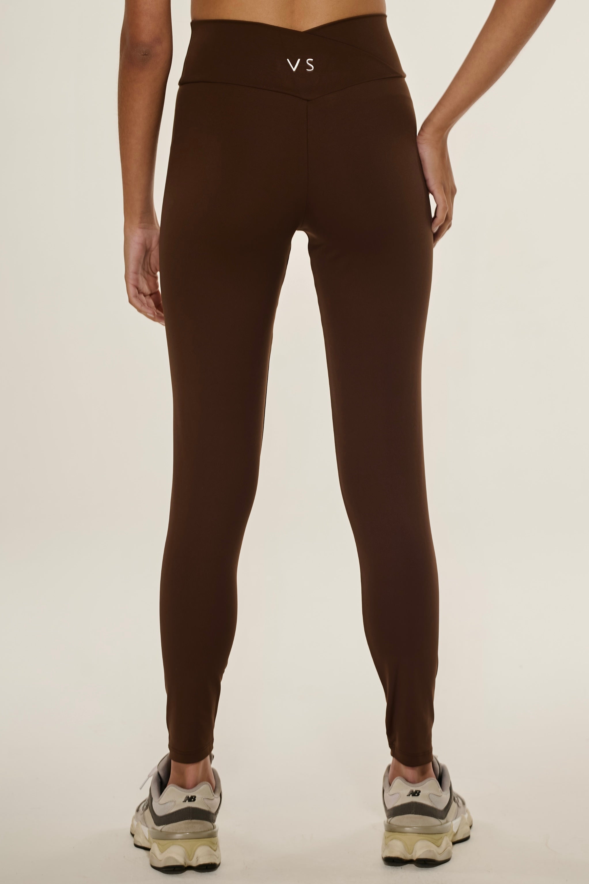 Legging com Cós Cruzado Marrom Coffee