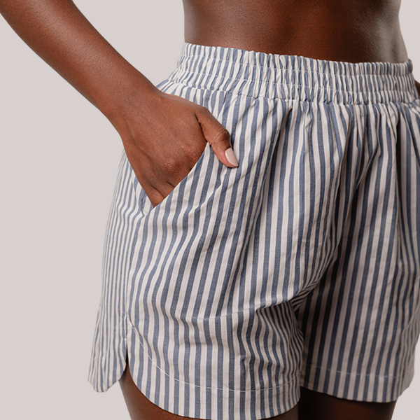 Short Boxer Em Listras Azul