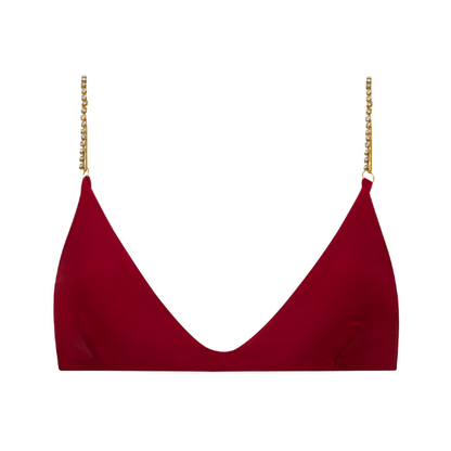 Top Com Alça de Strass Vermelho Cereja