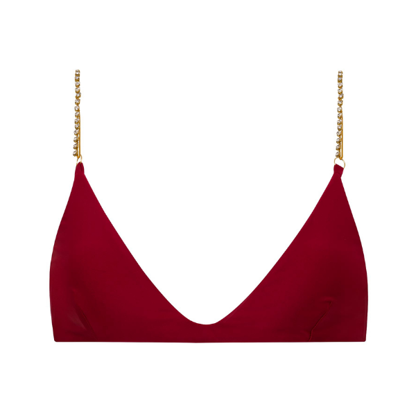 Top Com Alça de Strass Vermelho Cereja