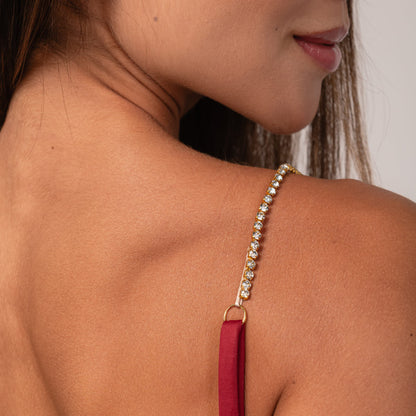 Top Com Alça de Strass Vermelho Cereja