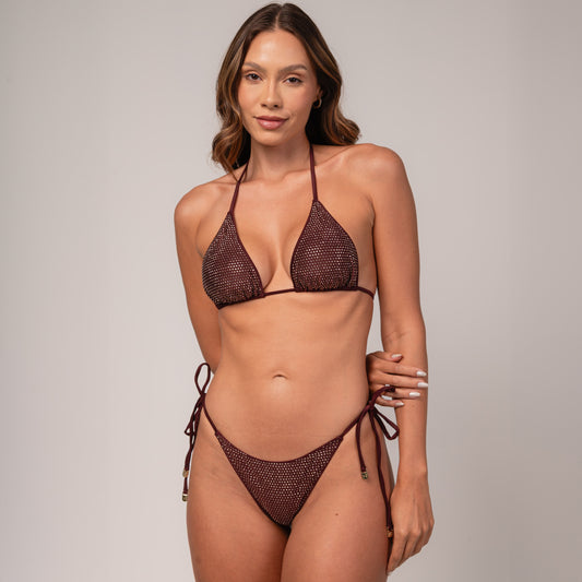 Calcinha de Amarrar Mini Hot Fix Brown Barolo