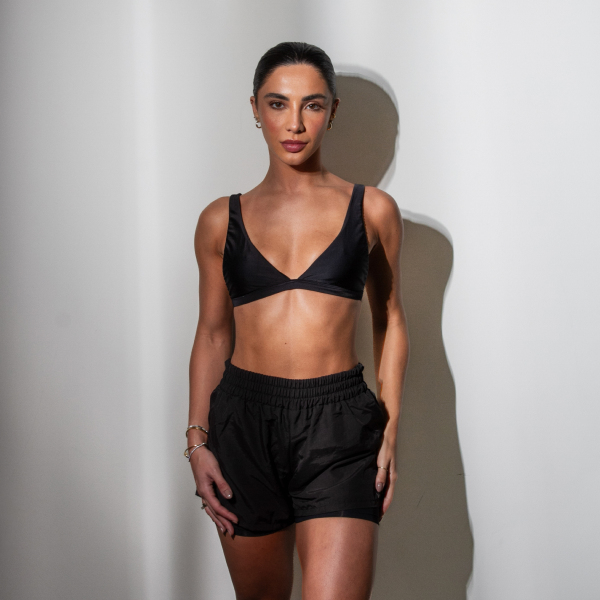 Top Triângulo Sem Costura Preto