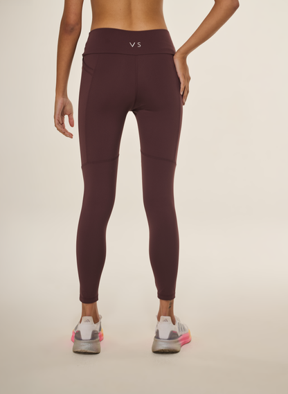 Calça Legging com Recortes Marrom Ébano