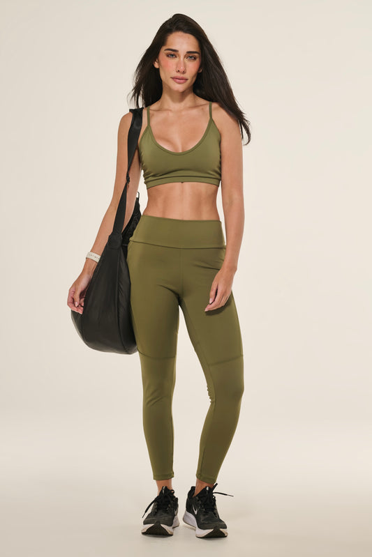 Calça Legging Com Recortes Verde Cancún