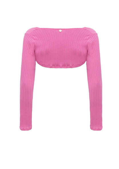 Cropped Manga Longa Rosa Milkshake